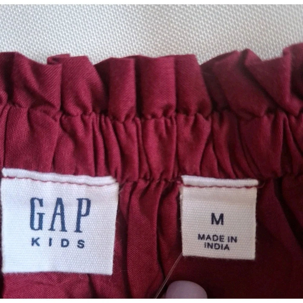 Gap‎ Kids Beet Burgundy Cropped Shirt With Puff Sleeves  Girls Medium